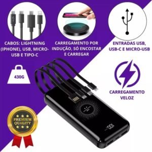 Powerbank Carregador Portátil 20000mah Sem Fio Indução A Gold BTE-21