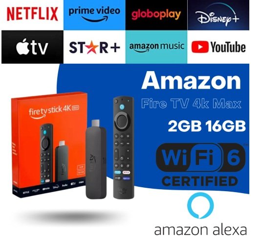 Smart Amazon Fire TV STICK 4K Max Wi-Fi 6E 2GB 16GB
