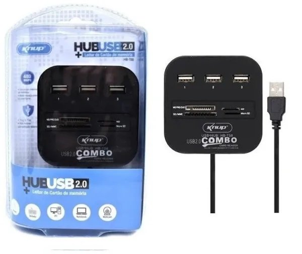 HUB USB 2.0 LEITOR DE CARTÃO HB-T58